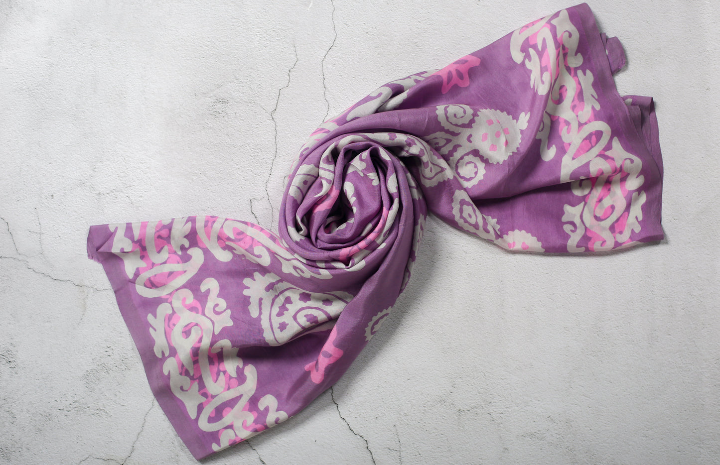 Mountbatten Pink  Silk Scarf with Mixed Patterns and Buta Design