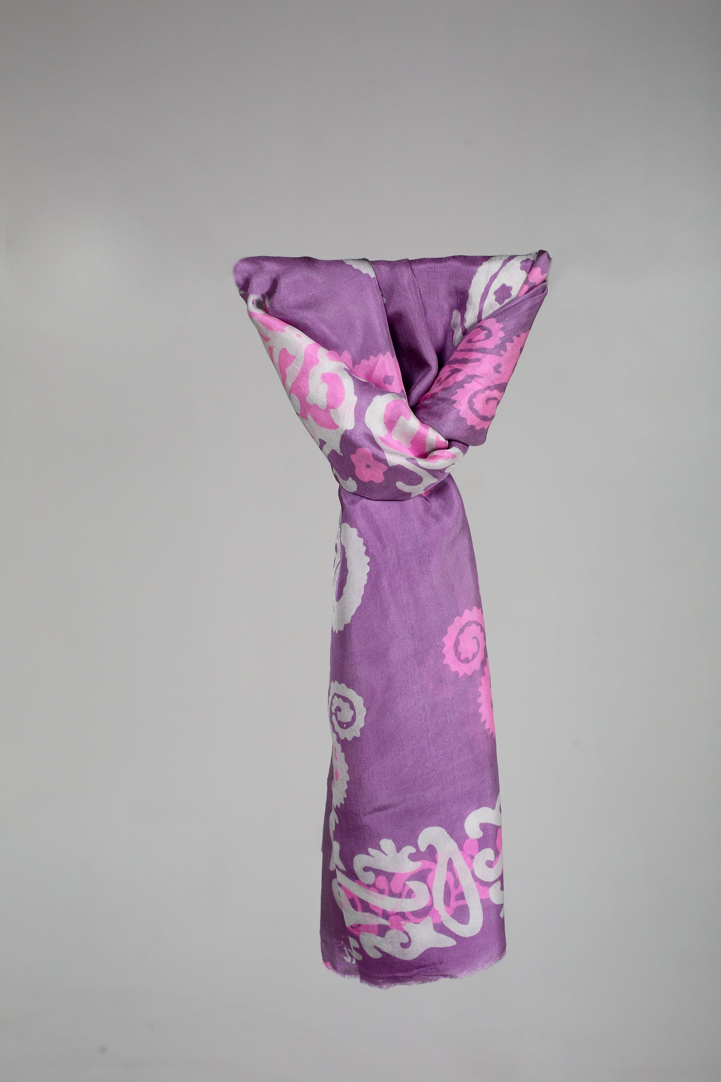 Mountbatten Pink  Silk Scarf with Mixed Patterns and Buta Design